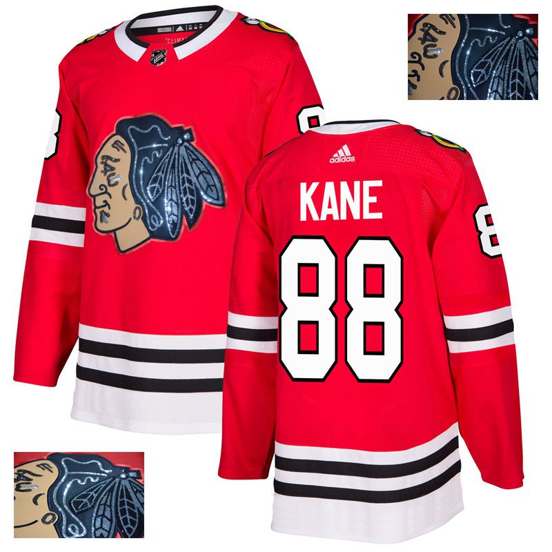 Men Chicago Blackhawks #88 Kane Red Gold embroidery Adidas NHL Jerseys->chicago blackhawks->NHL Jersey